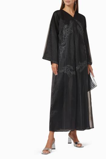 hover state of Embroidered Long Sleeve Abaya
