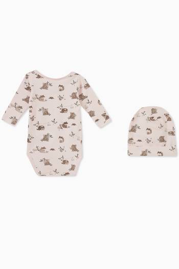 hover state of Wraparound Bodysuit and Hat, Set of Two