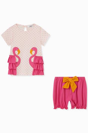 hover state of Flamingo Top & Bloomers Set