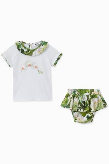 hover state of Orchid Print Top & Bloomers Set