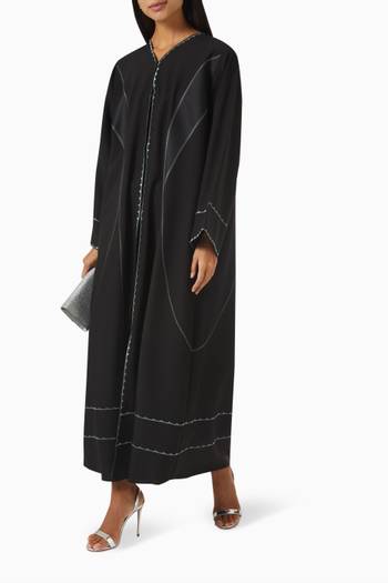hover state of Embroidered Long Sleeve Abaya