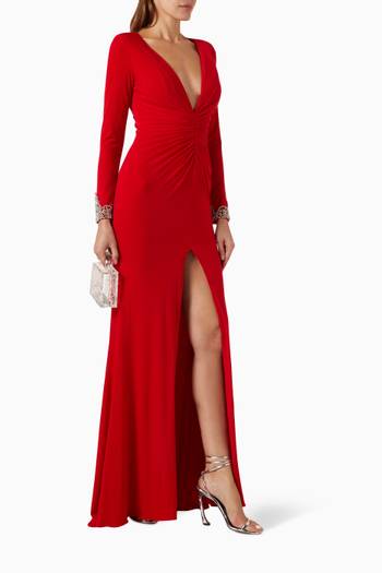 hover state of Twisted Slit Maxi Gown