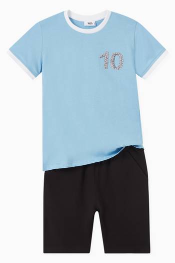 hover state of Drawstring Football Shorts in Cotton