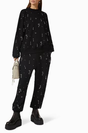 hover state of Drip Embroidered Sweatpants in Compact French-terry