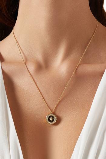 hover state of Polaris Black Onyx Locket Necklace in 18kt Gold Vermeil