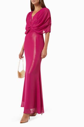 hover state of Draped Cape Maxi Dress