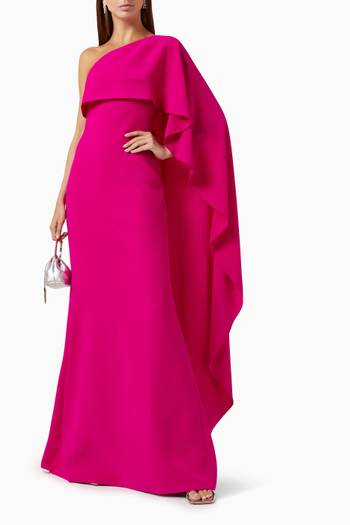 hover state of One-shoulder Cape Maxi Dress
