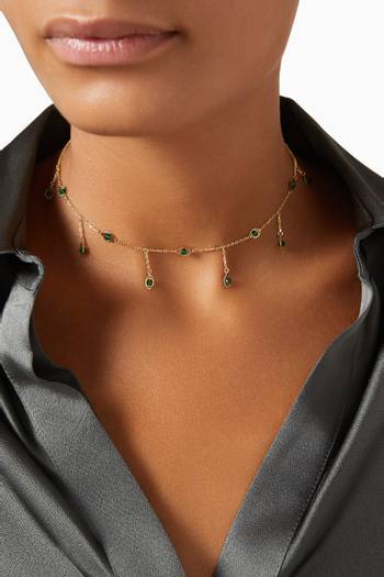 hover state of Drops Malachite Choker in 18kt Yellow Gold