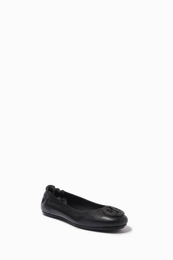 hover state of Minnie Travel Pavé Ballet Flats in Leather