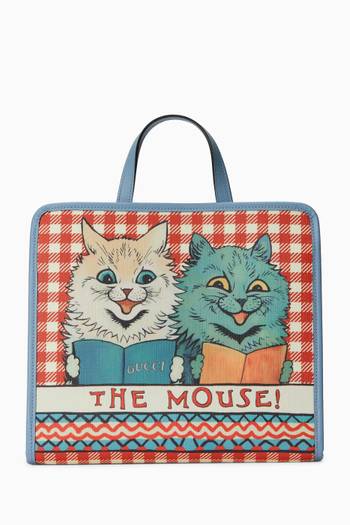 hover state of Cat Print Top Handle Bag in Canvas