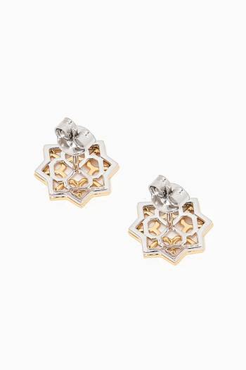 hover state of Al Qasr Star Stud Earrings in 18kt White & Yellow Gold