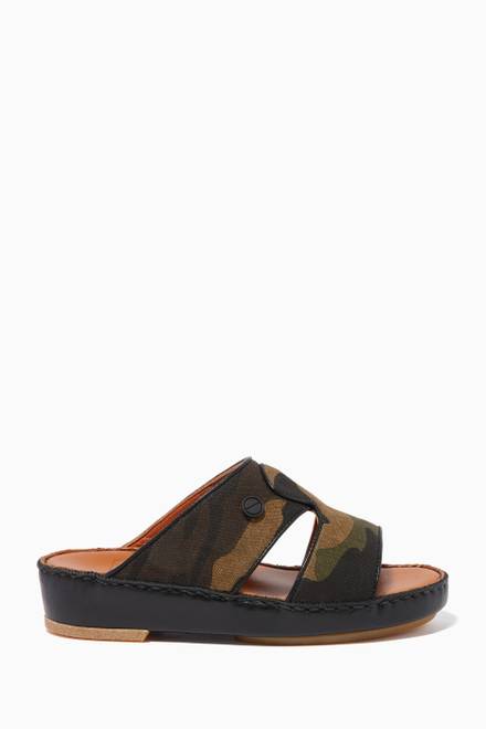 hover state of Camouflage-Print Leather Sandals