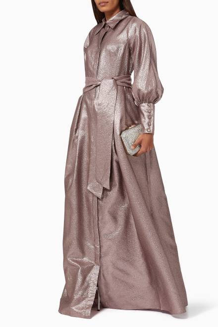 hover state of Metallic Jacquard Shirt Gown     