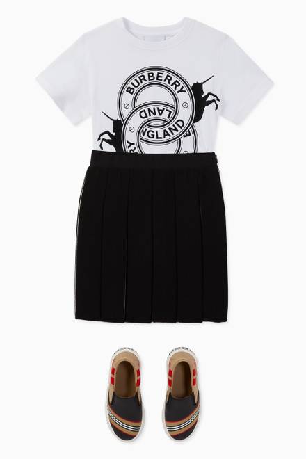 hover state of Icon Stripe Wool Blend Pleated Skirt  