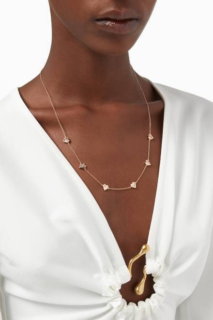 hover state of Multi Six Hearts Necklace with Mother of Pearl in 18kt Rose Gold     