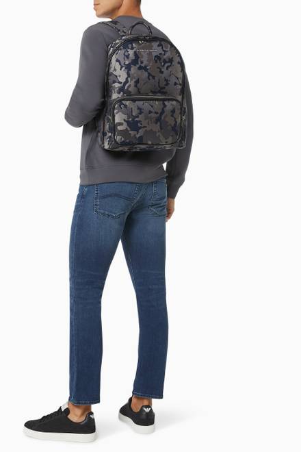 hover state of Camo Backpack in PU & Jacquard       
