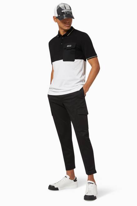 hover state of Polo Shirt in Colourblock Cotton Piqué and Jersey     