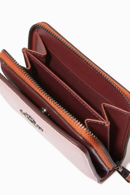 hover state of Small Zip Wallet with Colour-block Interior in Crossgrain Leather     