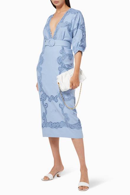 hover state of Arella Linen-blend Midi Dress   