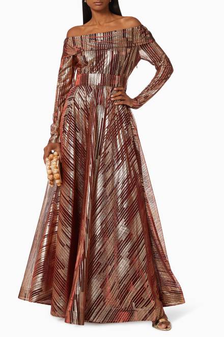 hover state of Metallic Striped Gown  