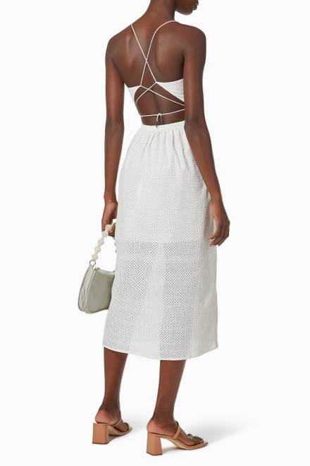 hover state of Awakened Midi Dress in Broderie Anglaise Cotton 