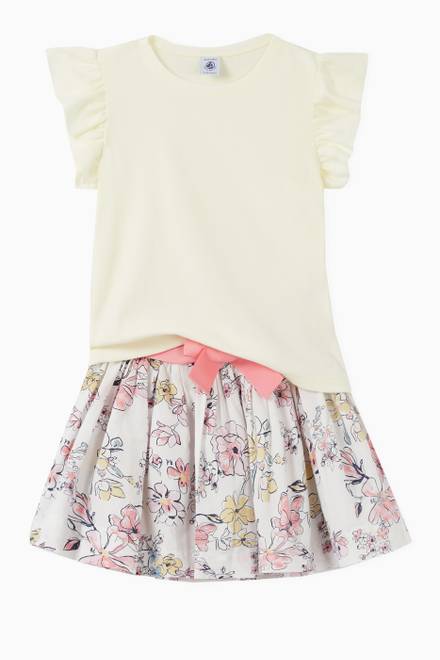 hover state of Floral Print Skirt in Poplin  