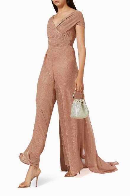 hover state of Draped Jumpsuit in Honeycomb Voile  
