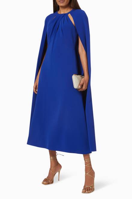 hover state of Cut-out Cape Dress in Crepe