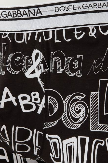 hover state of Boxers with "Dolce&Gabbana" Lettering in Two-way Stretch Cotton     