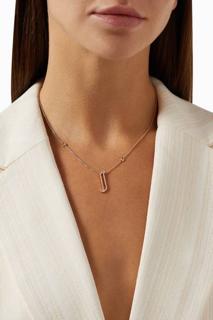 hover state of Alif Necklace with Diamonds in 18kt Rose Gold