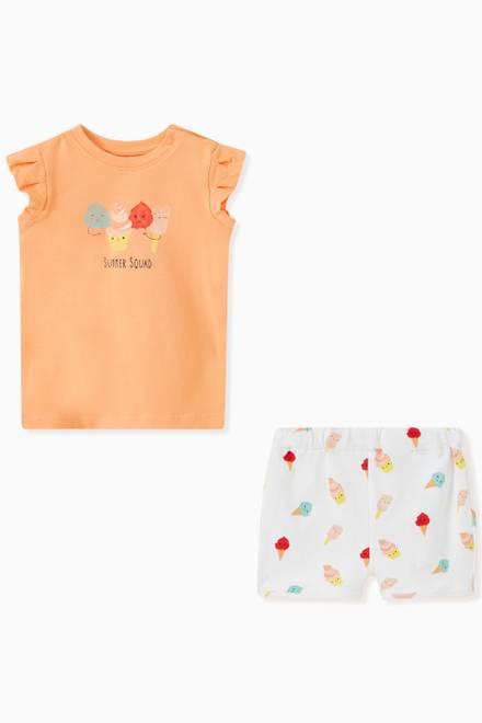 hover state of Ice-cream Print T-shirt and Shorts Set in Cotton 