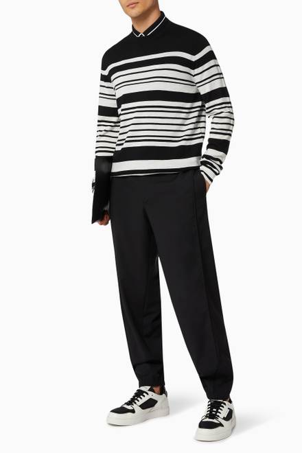 hover state of Striped Sweater in Virgin Wool Knit     