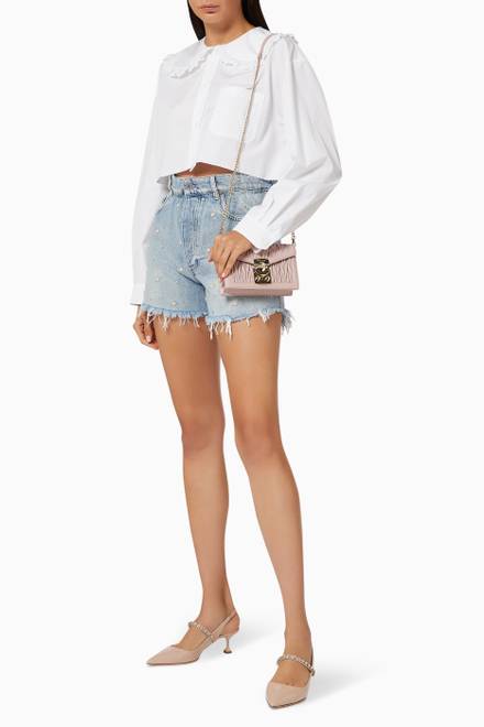 hover state of Wide Collar Cropped Shirt in Cotton Poplin   