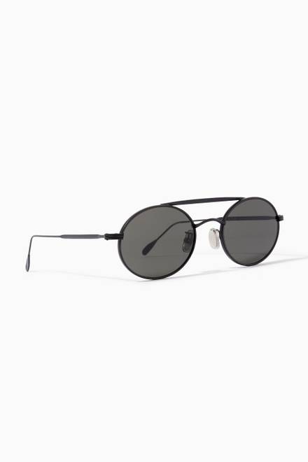 hover state of Kruger Oval Sunglasses in Stainless Steel     
