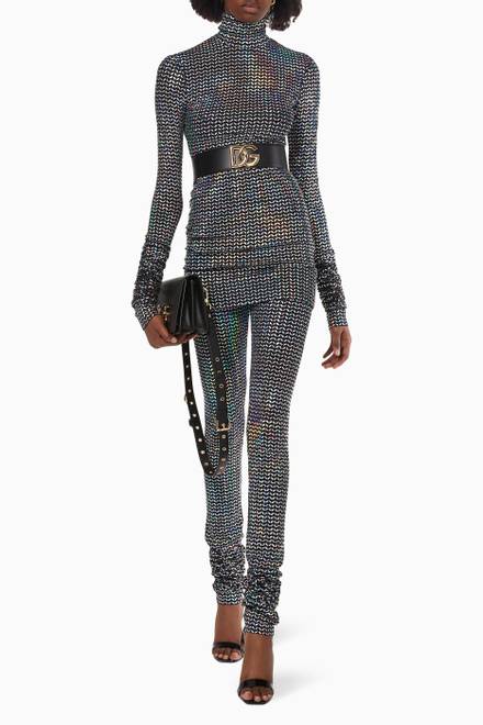 hover state of Leggings in Holographic Sequinned Stretch Jersey