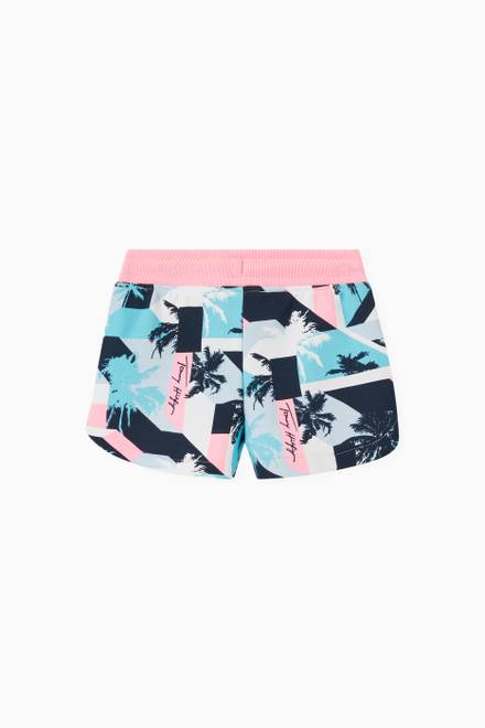 hover state of Palm Print Sports Shorts in Terry