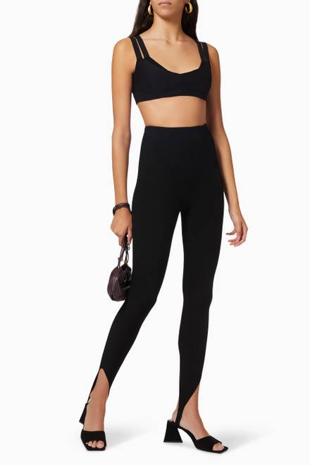 hover state of Viso Stirrup Leggings in Ribbed Knit