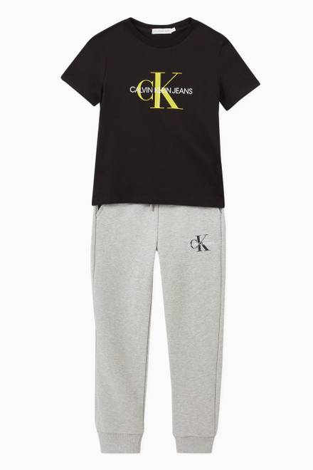 hover state of CK Monogram Joggers in Cotton Terry