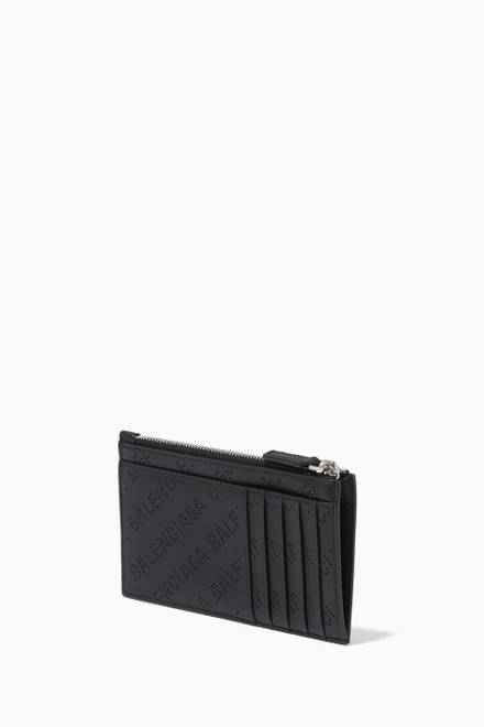 hover state of Cash Long Coin & Card Holder in Logo-perforated Grained Calfskin   