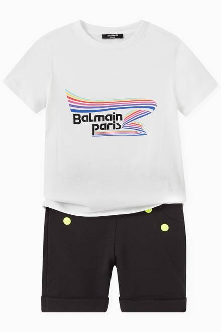 hover state of Balmain Button Shorts in Cotton Twill