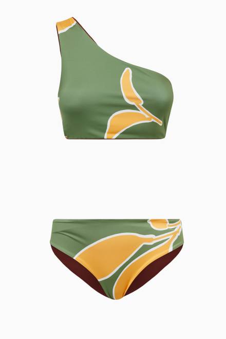 hover state of Sunset Waves Reversible Bikini Bottoms    