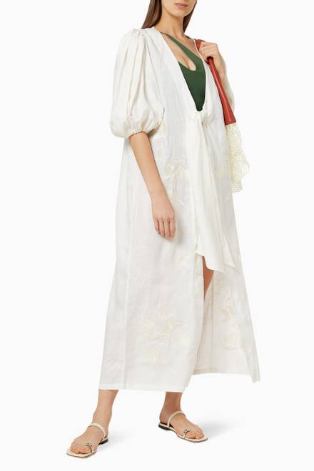 hover state of Jalisco Caftan Cover-up in Linen  