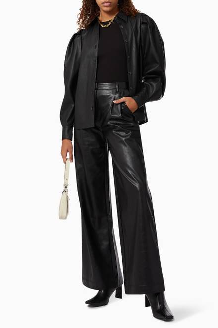 hover state of Marie Wide Leg Pants in Vegan Leather   