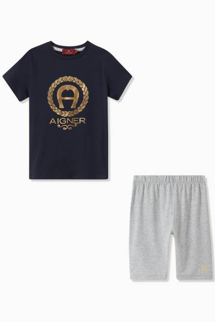 hover state of Logo Pyjama Set in Cotton Jersey