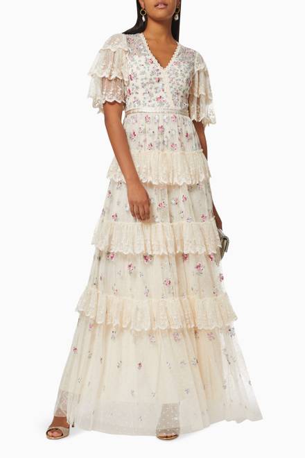 hover state of Lovell Ditsy Gown in Embroidered Kisses Tulle