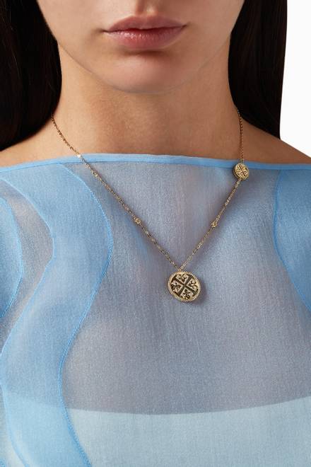hover state of Lace Necklace with Mother of Pearl & Diamond in 18kt Yellow Gold