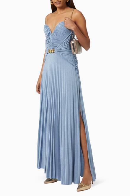 hover state of Pleated Maxi Dress in Lamé Jersey     