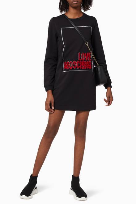 hover state of 3D Logo Sweatshirt Dress in Cotton 