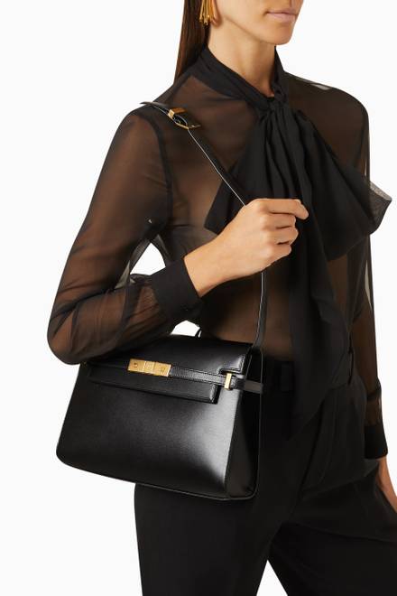 hover state of Manhattan Shoulder Bag in Box SAINT LAURENT Leather       