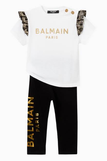 hover state of Balmain Ruffled T-shirt in Jersey  
